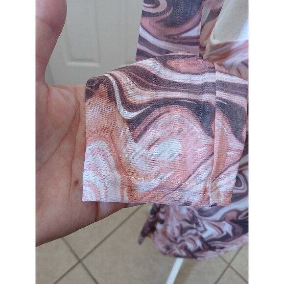 Lulus Swirl Power Pink Multi Print Cutout Bodycon Midi Dress, Size Large - Picture 10 of 16